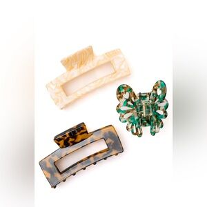 NWT Heart + Soul Large Marble Claw Clip Set of 3